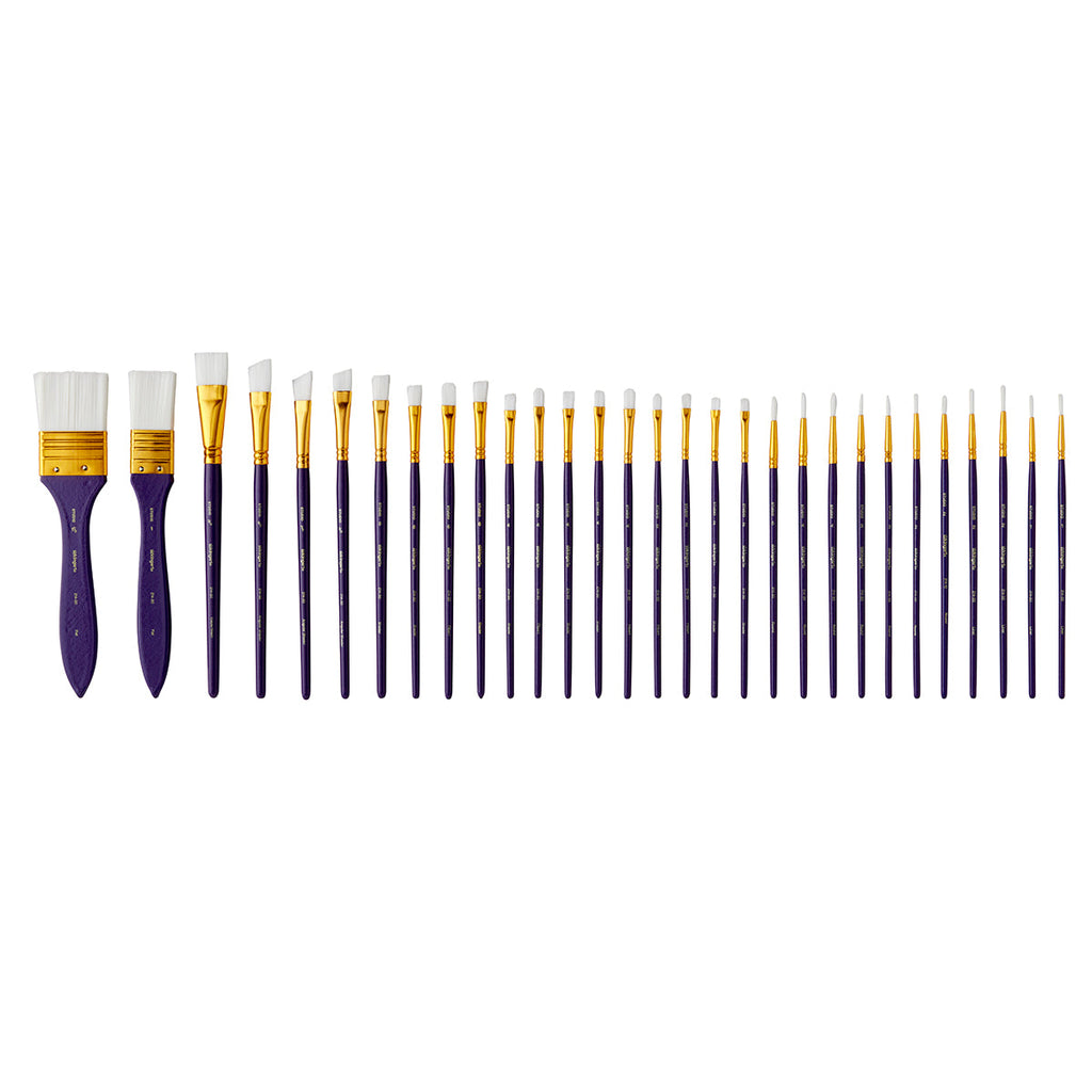 Studio Mixed Media White Nylon Brush Set - 30 pc