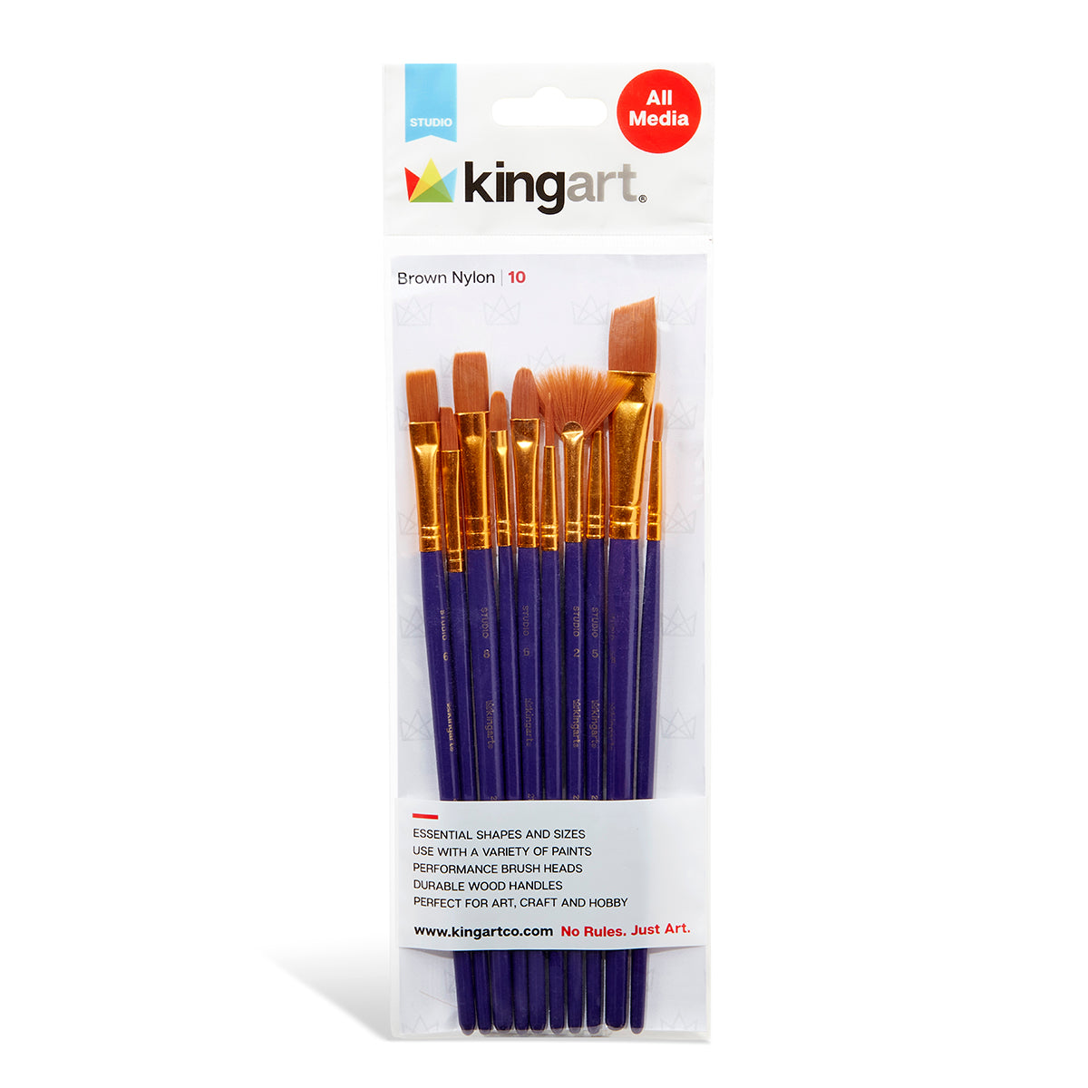 Studio Mixed Media Gold Nylon Brush Set - 10 pc