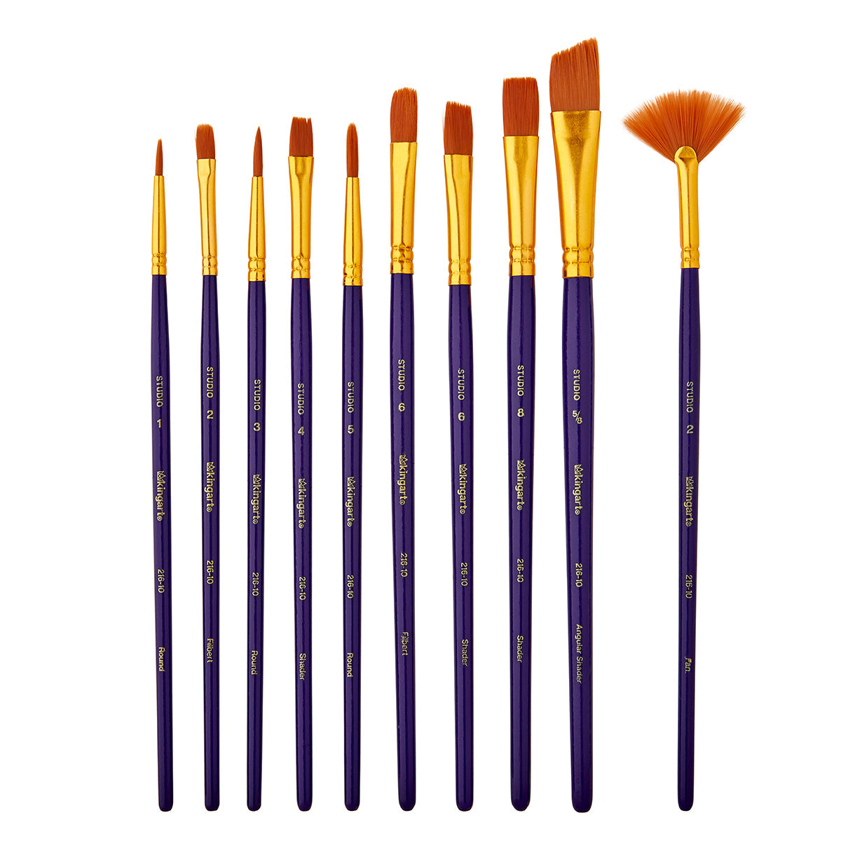 Studio Mixed Media Gold Nylon Brush Set - 10 pc